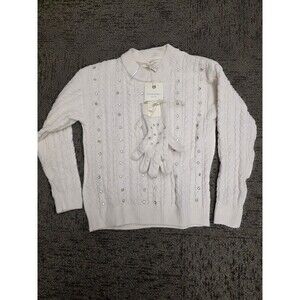 Cynthia Rowley Women's Sweater Mock Neck Gray/White Size Small